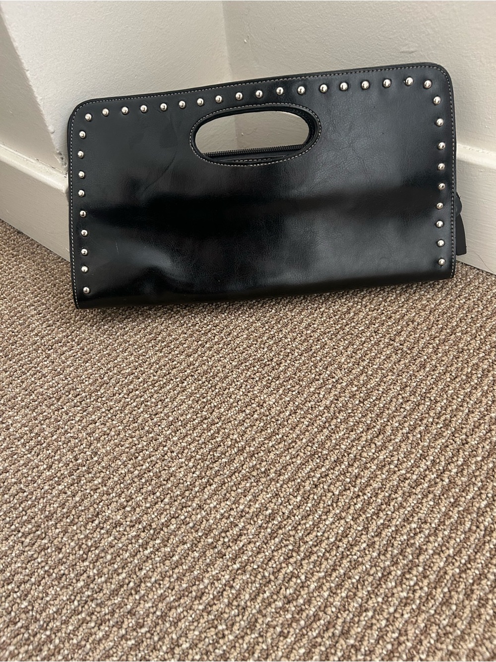 Black Studded Handheld Clutch